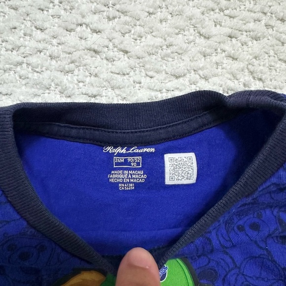 Polo Ralph Lauren Royal Blue Polo Bear Graphic T-Shirt Size 24M - Picture 3 of 7